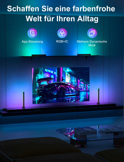 Meewata 32cm RGBIC LED Lightbar mit Musik Sync & App-Steuerung für Gaming & TV