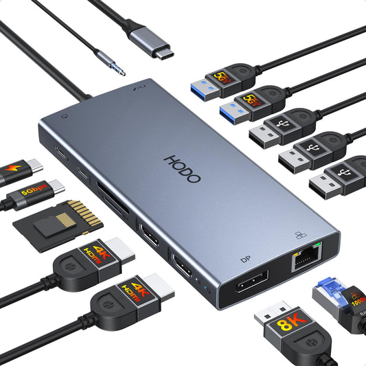 15-in-1 USB-C Dockingstation, Triple-Display, Dual HDMI, 8K DisplayPort, für Laptops