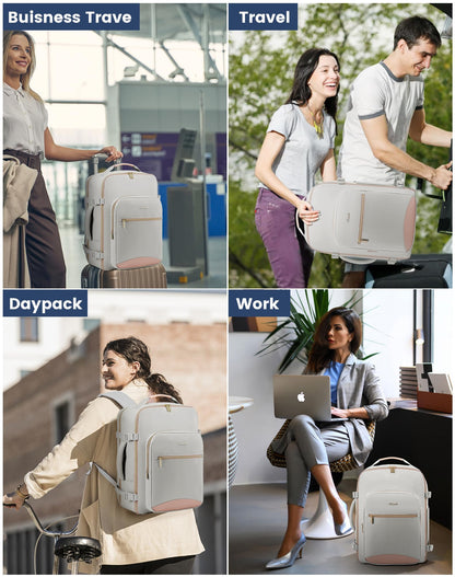 LOVEVOOK Handgepäck Reiserucksack 40L, wasserdicht, für 17-Zoll-Laptop, Grau