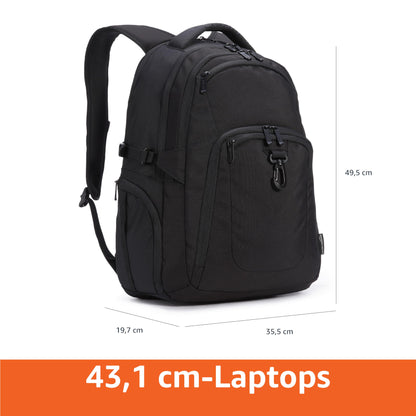 Basics Laptop-Rucksack für 17 Zoll, Schwarz