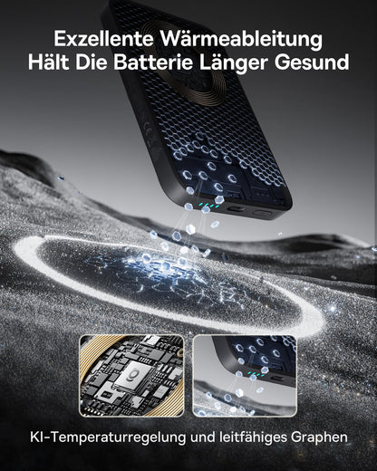 Baseus Enerfill MagSafe Powerbank, 10000mAh, 22.5W Schnellladung, USB-C, Mini, Schwarz